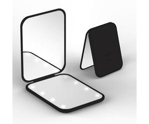 MOXYOY Pocket Mirror, 1X/3X Magnification LED Compact Mirror with Iternal BIattery, Portable, Handheld, Foldable Travel Makeup Mirror for Purse, Travel and Daily Use, Ideal for Gift Giving (Black)