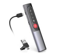 MOXYOY Presentation Clickers, Clicker for Powerpoint, Wireless Rechargerable Presenter Remote, Presentation Clicker with Volume Control/Hyperlink for Keynote/PPT/Mac/PC/Laptop (Gray)