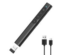 MOXYOY Presentation Clickers, Clicker for Powerpoint, Wireless Rechargerable Presenter Remote, Presentation Clicker with Volume Control/Hyperlink for Keynote/PPT/Mac/PC/Laptop (Black)