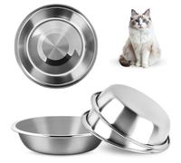 MOXYOY Stainless Steel Cat Food Bowls, 3Pcs Metal Cats Feed Bowl, 5.5inch Food Plate Pet Feeding Plate Replacement for Small Cat Dog