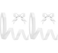 MOXYOY White Stain Ribbons,10mm/22.8m Ribbon for Gift Wrapping, Ribbon Decoration for Present,Car Wedding, Party Balloon,Valentine's Day,Christmas,Cake,Bouquet,Crafting (White) (Pack of 2)