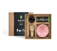 Moya Matcha Set - Organic Japanese Green Tea Powder 30g, Traditional Grade - Complete Kit with Rose Ceramic Bowl, Bamboo Whisk (Chasen), Whisk Holder & Scoop - Matcha Starter & Gift Set