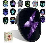 MOYACA Kids LED Mask with Gesture Sensing, Light up Mask for Halloween Costume and Xmas Cosplay, Transforms Face with LED Lights, Perfect for Children Students Birthday Parties Masquerades