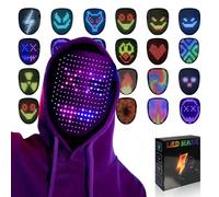 MOYACA Led Mask with Gesture Sensing, LED Lighted Face Transforming Mask for Costume Cosplay Party Masquerade, Light up Mask for Halloween Indoor and Outdoor