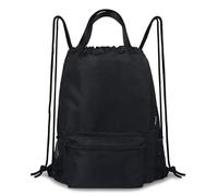 Moyad 35L Drawstring Gym Bag - Large Sports Bags Waterproof & Swim Backpack Lightweight PE Travel Bag for Women Men Kids, Black & Honeycomb Pattern