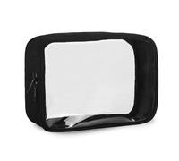 Moyad Clear Travel Toiletries Bag, 1 Pack TSA Approved Quart Size Airport Security Liquids Bags, Transparent Carry On Makeup Pouch Cosmetic Organizer for Women Men, Black