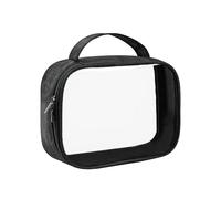 Moyad Clear Travel Toiletries Bag with Handle, 1 Pack TSA Approved Quart Size Airport Security Liquids Bags, Transparent Carry On Makeup Pouch Cosmetic Organizer for Women Men, Black