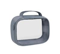 Moyad Clear Travel Toiletries Bag with Handle, 1 Pack TSA Approved Quart Size Airport Security Liquids Bags, Transparent Carry On Makeup Pouch Cosmetic Organizer for Women Men, Grey