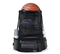 Moyad Drawstring Gym Bags PE Swim Bag for Kids Adults Net Draw String Backpack Large 35L Outside Travel Beach School Bag with Waterproof Sports Holiday Kit, Black