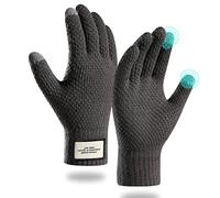 Moyad Winter Gloves Men Women, Touch Screen Knitted Gloves, Thermal Gloves with Warm Fluff Lining, Windproof Lightweight Warm Gloves for Cycling Running Skiing Hiking Driving Outdoor Sports, Dark Grey