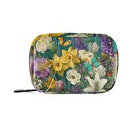 MOYAO Beautiful Flowers and Butterflies Weekly Pill Organiser 7 Day Pill Box with Bag, Multiple Pockets Travel Pill Boxes Tablet Box Portable Daily Medication Organizer Dosette Box for Vitamin Supplem