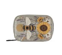 MOYAO Beautiful Honeybee Sunflower Weekly Pill Organiser 7 Day Pill Box with Bag, Multiple Pockets Travel Pill Boxes Tablet Box Portable Daily Medication Organizer Dosette Box for Vitamin Supplement