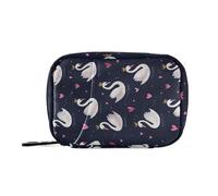 MOYAO Beautiful Swans with Crowns Weekly Pill Organiser 7 Day Pill Box with Bag, Multiple Pockets Travel Pill Boxes Tablet Box Portable Daily Medication Organizer Dosette Box for Vitamin Supplement