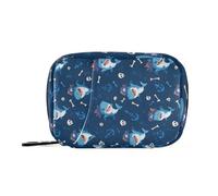 MOYAO Cute Sharks Wearing Pirate Hats Weekly Pill Organiser 7 Day Pill Box with Bag, Multiple Pockets Travel Pill Boxes Tablet Box Portable Daily Medication Organizer Dosette Box for Vitamin Supplemen