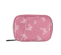 MOYAO Cute White Butterflies Weekly Pill Organiser 7 Day Pill Box with Bag, Multiple Pockets Travel Pill Boxes Tablet Box Portable Daily Medication Organizer Dosette Box for Vitamin Supplement