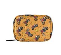 MOYAO Retro Red Dirt Bikes Weekly Pill Organiser 7 Day Pill Box with Bag, Multiple Pockets Travel Pill Boxes Tablet Box Portable Daily Medication Organizer Dosette Box for Vitamin Supplement