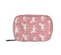 MOYAO White Horses on Pink Weekly Pill Organiser 7 Day Pill Box with Bag, Multiple Pockets Travel Pill Boxes Tablet Box Portable Daily Medication Organizer Dosette Box for Vitamin Supplement