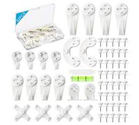 MOYASIBB Picture Hanging Kit, 62PCS Hardwall Hangers for Cinder Block, Drywall, Concrete, Brick, Wood, Stucco, Plaster, Plastic Wall Hooks, White, No Trace, No Damage, Easy Install, 22lb Capacity