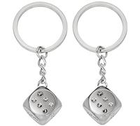 Moydolo 2 Pack Dice Keychain Charms Fortunate Amulet Gift Lucky Key Chains Ring Pendant for Boys Girls Men Women