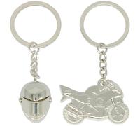 Moydolo 2PCS Mini Motorcycle Model Keychain Bag Charms Metal Cute Motor Helmet Key Chain Ring Gifts for Men Women Boys Girls, Silver