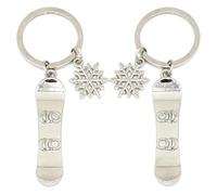 Moydolo 2Pcs Snowboard Keychain Charms Mini Cute Ski Sports Snowflake Key Chain Ring Pendant for Men Women Backpack Purse Bag