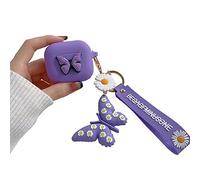 Moydolo Compatible with AirPods 3 Case, Silicone Cartoon 3D Cover with Butterfly Keychain, Kids Teens Girls Women Funny Kawaii Cute Case for AirPods 3rd Generation 2021 - Purple