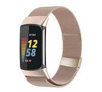 Moydolo Compatible with Fitbit Charge 5 Strap Women Men Girls Boys, Stainless Steel Metal Mesh Adjustable Magnetic Lock Loop Replacement Wristband for Fitbit Charge 5 Band - Champagne gold