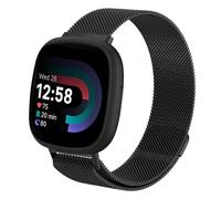 Moydolo Compatible with Fitbit Versa 3 Versa 4 Bands Women Men, Stainless Steel Metal Adjustable Magnetic Lock Loop Replacement Mesh Straps for Fitbit Sense/Sense 2/Versa 3/Versa 4