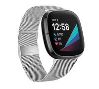 Moydolo Compatible with Fitbit Versa 4/3 and Sense/Sense 2 Bands - Stainless Steel Metal Adjustable Magnetic Lock Loop Replacement Straps for Men and Women