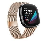Moydolo Compatible with Fitbit Versa 4 Versa 3 Bands Women Men, Stainless Steel Metal Adjustable Magnetic Lock Loop Replacement Straps for Fitbit Sense/Sense 2/Fitbit Versa 3/Fitbit Versa 4