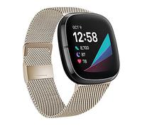 Moydolo Compatible with Fitbit Versa 4 Versa 3 Bands Women Men, Stainless Steel Metal Adjustable Magnetic Lock Loop Replacement Straps for Fitbit Sense/Sense 2/Fitbit Versa 3/Fitbit Versa 4