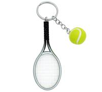 Moydolo Cute Mini Tennis Racket Keychain Key Chain Charm with Tennis Ball Key Ring Pendant