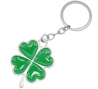 Moydolo Lucky Four-leaf Clover Keychain Pendant Metal Green Leaf Key Chains Charm Keyrings St.Patrick Day for Men Women