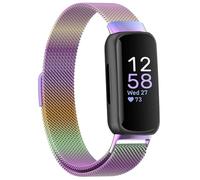 Moydolo Stainless Steel Metal Mesh Loop Adjustable Replacement Wristband Band Compatible with Fitbit Inspire 3 Straps - Colorful