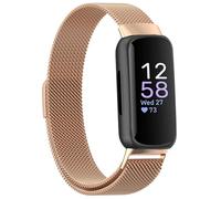 Moydolo Stainless Steel Metal Mesh Loop Adjustable Replacement Wristband Band Compatible with Fitbit Inspire 3 Straps - Rose Gold
