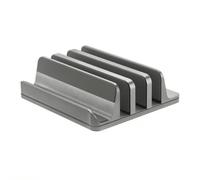 Moyeetings Aluminum Alloy Vertical Device Stand Adjustable 3-Slot Laptop Stand Clutter Laptop Phone Holder for Workstation, Gray