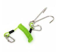 Moyeetings Diving Buoyancy Jacket Double Hook Clip Scuba Attachment Spring Hook Coiled Lanyard Stainless Steel TPU Coating Hands Convenience Safe Attachment, Fluorescent Yellow, One Size