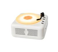 Moyeetings Retro Record Player Bluetooth Speaker Music Player Audio System With Vintage Turntable Theme And Clear Balanced Output Material And suitable for, White With Warm Light