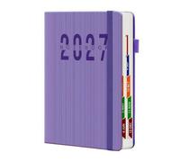 Moyeetings Spanish Schedule Notebook 2027 Half Letter Planner With PU Leather Cover Elastic Closure Strap Horizontal Ruled Pages Suitable For Work Study Daily Life,