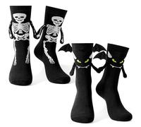 Moyel 2 Pairs Halloween Socks Kids 8-12 Years 3D Bat Magnetic Socks Hold Hands Halloween Gifts for Kids Party Decorations Boo Basket Gifts for Boys Girls All Hallows' Eve Costumes Accessories