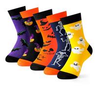 Moyel 5 Pairs Halloween Socks Kids Halloween Gifts for Kids 8-12 Years Halloween Kids Party All Hallows' Eve Party Decorations Boo Basket Fillers for Boys Girls Halloween Costume Accessories