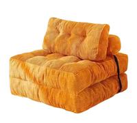 MOYIDUE Foldable Sofa Bed 2-in-1 Futon Couch - with Pilow Soft Corduroy Convertible Sofa, Portable Fold Out Chair Bed Comfy Floor Sofa Lounge for Living Room Bedroom, Double(Orange)