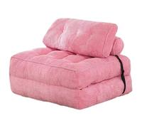 MOYIDUE Foldable Sofa Bed 2-in-1 Futon Couch - with Pilow Soft Corduroy Convertible Sofa, Portable Fold Out Chair Bed Comfy Floor Sofa Lounge for Living Room Bedroom, Double(Pink)
