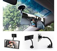 Moyishi Blind Spot Adjustable Baby Car Mirror 360° Rotate Suction Cup Long Arm Rear Facing Mirror For All Universal Vehicles Car Fit (Square)