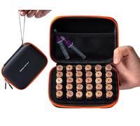 Moyite 30 Slots, Peptide Vial Case for Fridge, Fits 1ml to 3ml Vials for Peptide, Insulin and GLP-1 Storage, with Hand Strap and Logo, Black and Orange Zipper, Case Only, Pack of 1