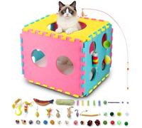 MOYMO Cat Houses with 40 Cat Toys for Indoor Cats, Cute Cat Bed Cave for Multiple Large Cats, Kitten Toys for Indoor Kittens, 17 Inches