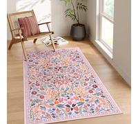 Moynesa Rug, Floral Pattern, 3x5 inches, for Bedroom, Girls, Washable, Soft, Non-Slip, Boho Style, Small Living Room, Throw Rug, Ultra-Thin, Floral Indoor