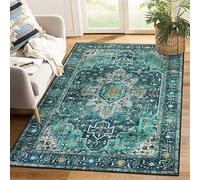 Moynesa Ultra-Thin Washable Area Rug - 4x6 Teal Living Room Rug Oriental Rugs for Bedroom, Non Slip Non Shedding Low Pile Entryway Carpet for Bedroom Dressing Room Office