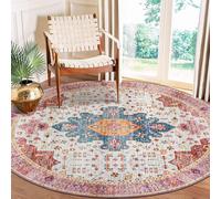 Moynesa Ultra-Thin Washable Round Rug - 6ft Pink Large Living Room Circle Area Rugs, Vintage Dining Room Mat Stain Resistant Nursery Carpet for Bedroom Mudroom Kitchen Apartment Home Office