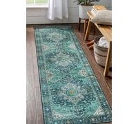 Moynesa Washable Ultra-Thin Vintage Boho Style Runner Rug, Anti-Slip Non-Shedding, for Hallway, Kitchen, Foyer, Laundry, Bedroom, Blue